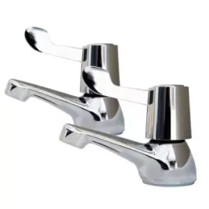 Image of Lever Handle Basin Taps Pair - Chrome - AKW