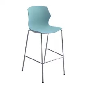 Image of Roscoe high stool with chrome legs and plastic shell - ice blue
