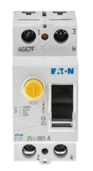 Image of Eaton 1+N, 25A RCD Switch, Trip Sensitivity 30mA, DIN Rail