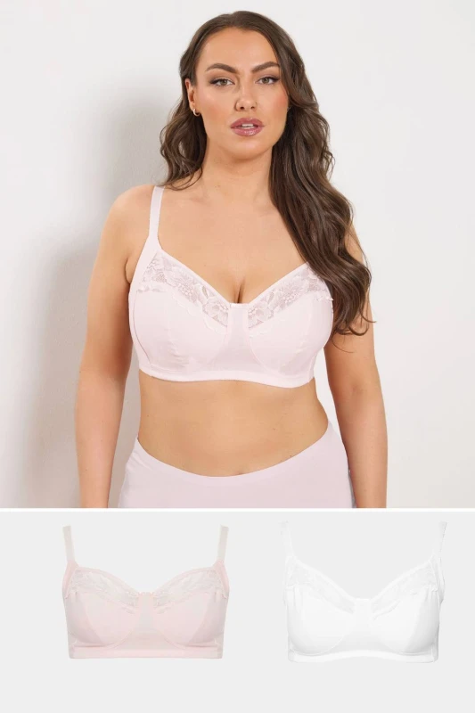 Image of Yours Womens 2 Pack Non-Padded Non-Wired Bralettes Size: 50D Multicolor Female 50D