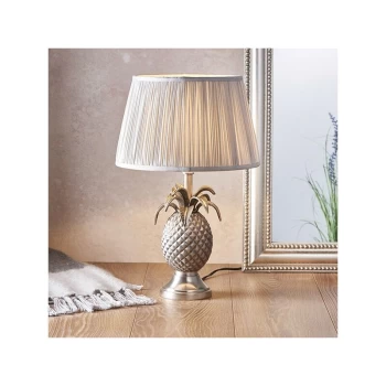 Image of Endon Lighting Pineapple & Freya - Table Lamp Pewter Plate & Silver Silk 1 Light IP20 - E27