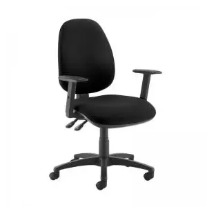 Image of Jota high back operator chair with adjustable arms - Nero Black vinyl