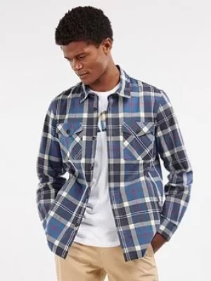 Image of Barbour Canwell Check Overshirt, Navy Size XL Men