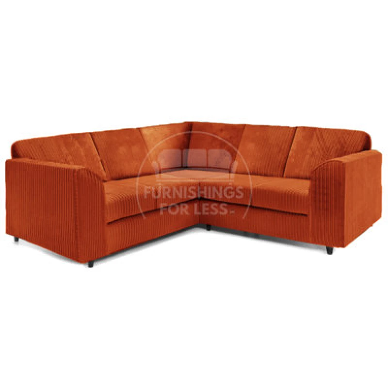Image of Furnishings For Less UK Ferguson Orange 5 Seater Fabric Corner Sofa L Shaped Jumbo Cord - Full Back