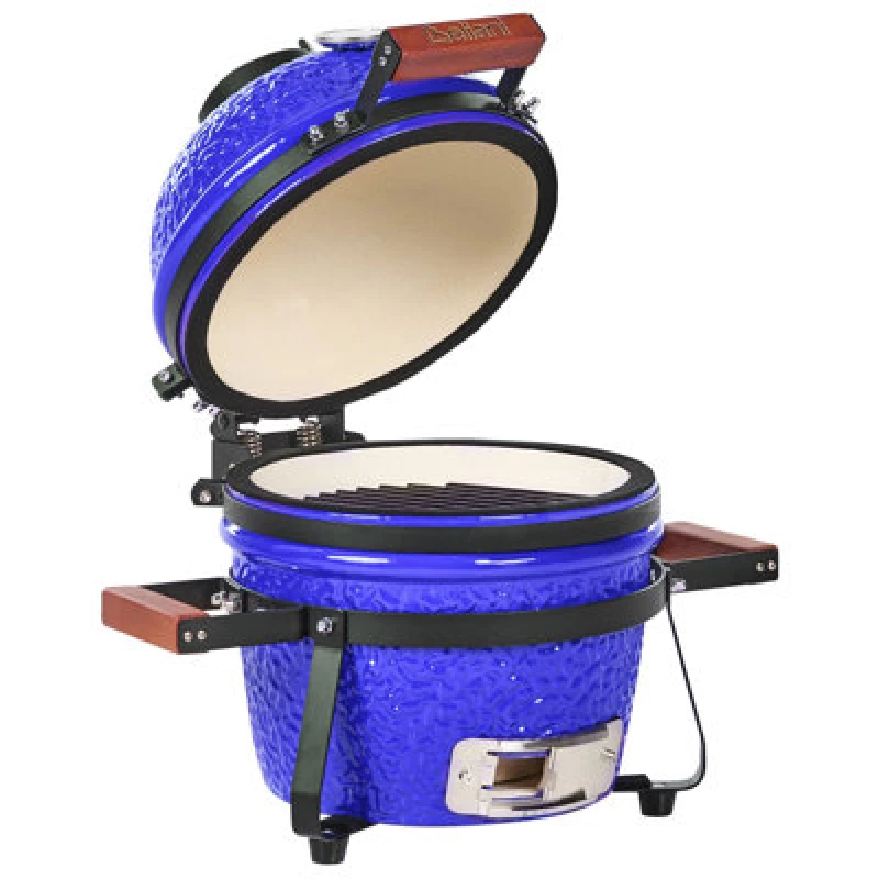 Image of Beliani Mini Charcoal Bbq Grill Kamado Ceramic Blue