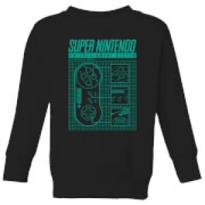 Image of Nintendo Super Nintendo Entertainment System Blueprint Kid's Sweatshirt - Black - 3-4 Years