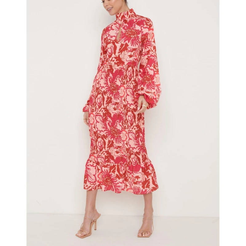 Image of Pretty Lavish Womens Emly Midaxi Bodycon Dress Pink & Red female 6 (2XS)