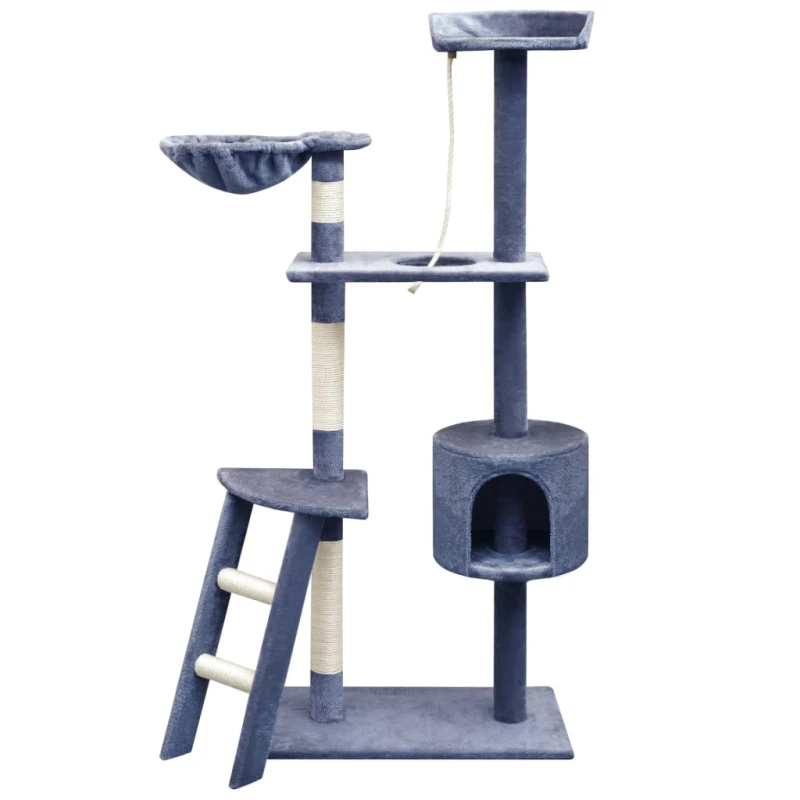 Image of vidaXL Cat Tree with Sisal Scratching Posts 150cm Dark Blue Play Tower House