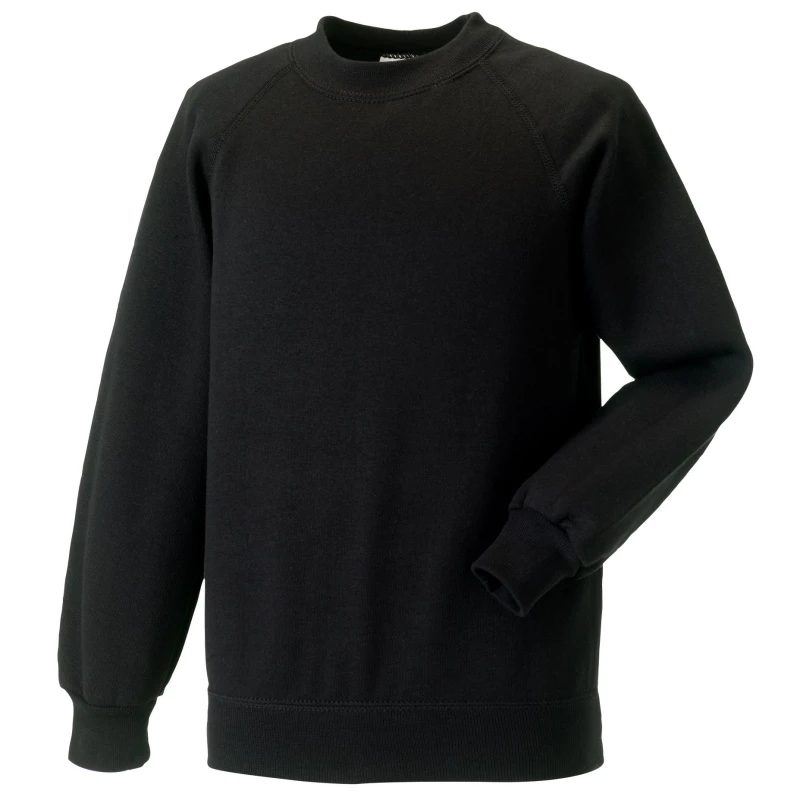 Image of Jerzees Schoolwear Jerzees Schoolgear Raglan Sleeve Sweatshirt in Black Size: 3-4 Years Black Unisex 3-4 Years