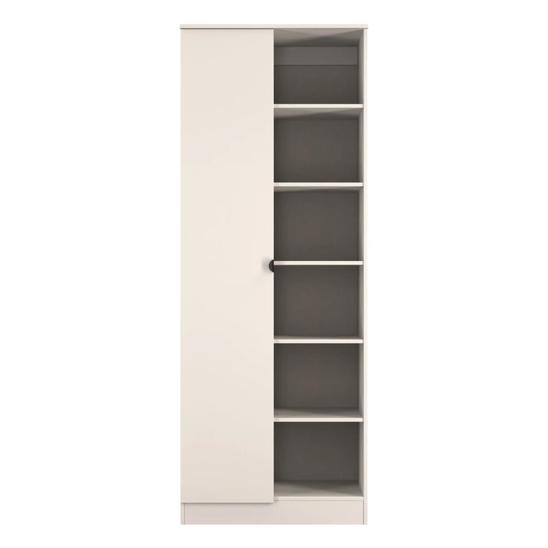 Image of Welcome Furniture Solomon 1 Door Open Shelf Double Wardrobe Wardrobes Large Beige 42232190430