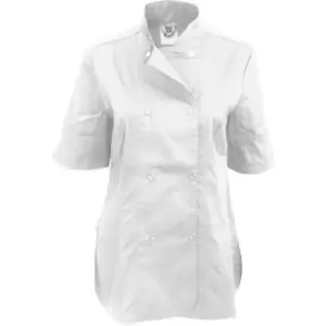Image of Dennys Womens/Ladies Short Sleeve Fitted Chef Jacket (S) (White) - White