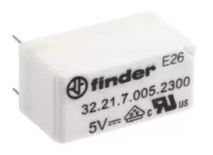 Image of Finder, 5V dc Coil Non-Latching Relay SPNO, 6A Switching Current PCB Mount Single Pole, 32.21.7.005.2300