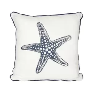 Image of Something Different Starfish Filled Cushion (One Size) (White/Blue)