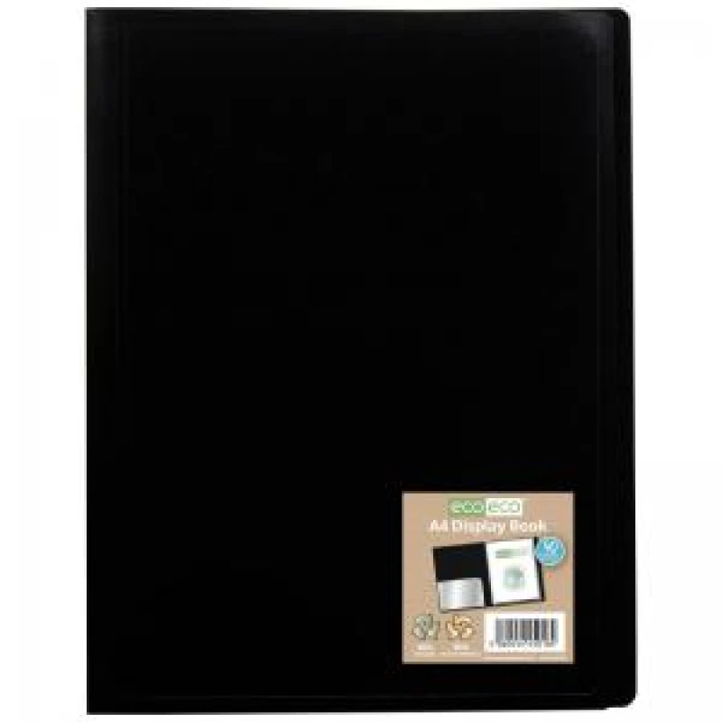 Image of Eco Eco 100% Recycled Flexicover Display Book 40 Pockets A4 Black eco018-S