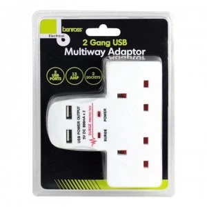 Image of Benross 2 Gang USB Multiway Adaptor - -