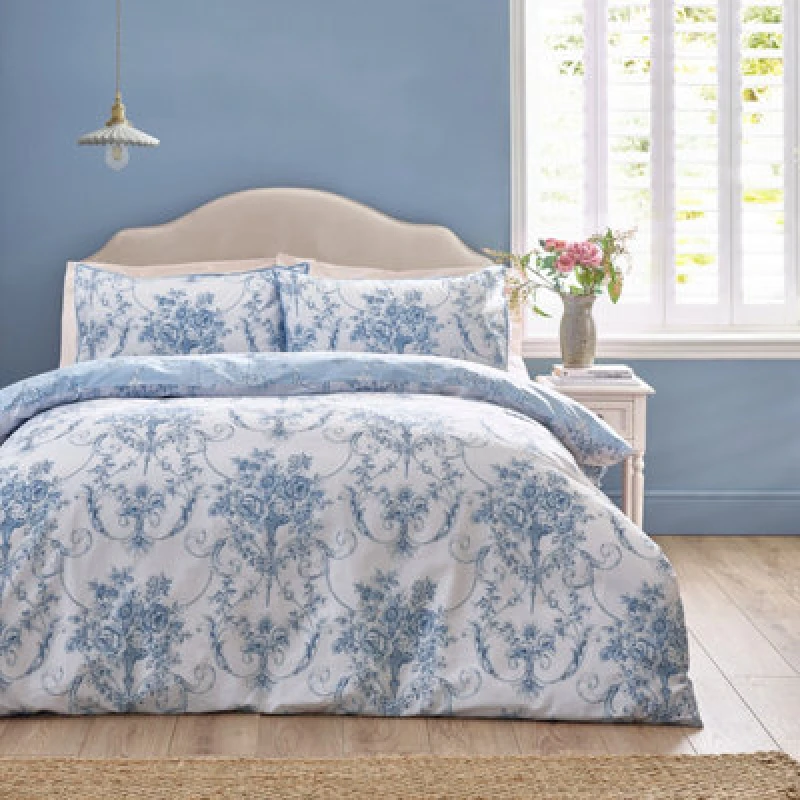 Image of Catherine Lansfield Antoinette Duvet Cover Bedding Set Blue