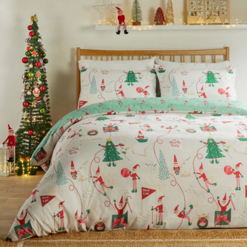 Image of Duvet Day Elfie Printed Soft Touch Duvet Set, Double, White