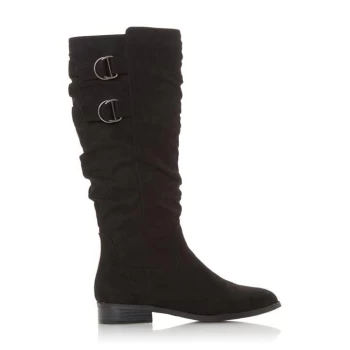Image of Head Over Heels Dune Tobi Ruched High Boots - Black - 37