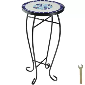 Image of Tectake Balcony Table With Mosaic Pattern (30X30X61.5Cm) - White