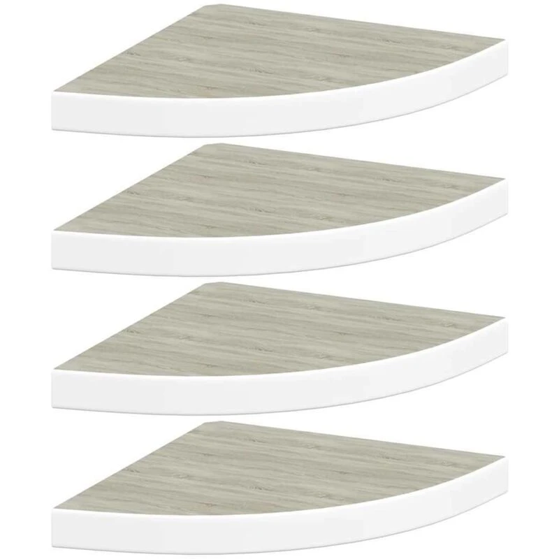 Image of VIDAXL Vidaxl - Wall Corner Shelves 4 pcs Oak and White 35x35x3.8cm mdf 8720286417423