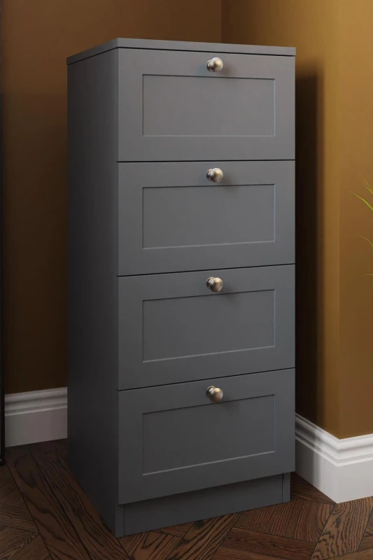 Image of FWStyle FWStyle 4 Drawer Chest Of Drawers Tall Dark Grey Panelled Grey One Size Unisex 5056413123657