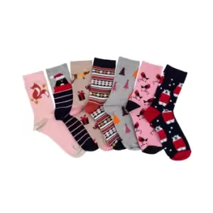 Image of Pack of 7 totes Novelty Ladies Ankle Socks MultiColoured