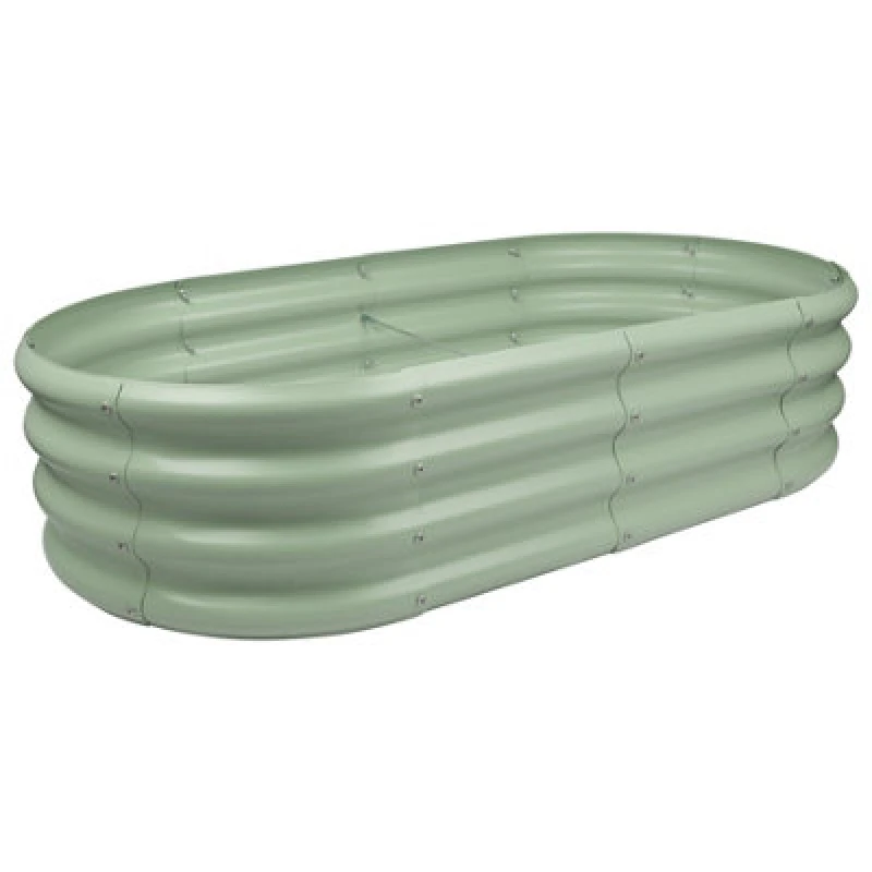 Image of Harbour Housewares Rounded Galvanised Steel Outdoor Raised Garden Bed Planter Medium - 120Cm X 60Cm - Green