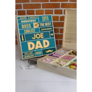 Image of Personalised Best Dad 9 Compartment Wooden Sweet Box