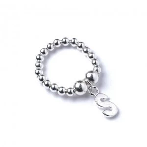 Image of Initial S Charm with Sterling Silver Ball Bead Ring
