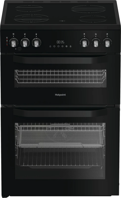 Image of Hotpoint HDE6VDCASB1 Double Oven Electric Cooker with Ceramic Hob - Black - A/A Rated