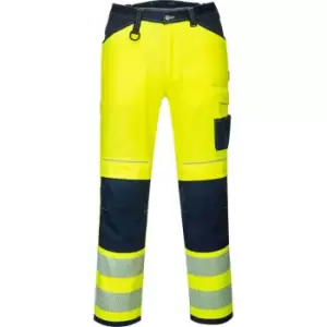 Image of Portwest PW34 Hi Vis Work Trousers Yellow / Navy 41" 31"