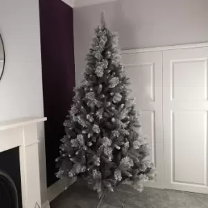 Image of 2.1m (7ft) Silver Glitter Tip Fir Festive Christmas Tree in Grey PVC