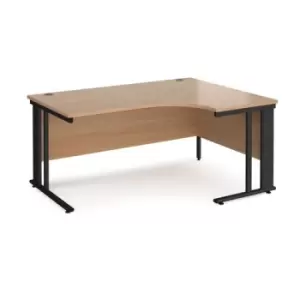 Image of Office Desk Right Hand Corner Desk 1600mm Beech Top With Black Frame 1200mm Depth Maestro 25 MCM16ERKB