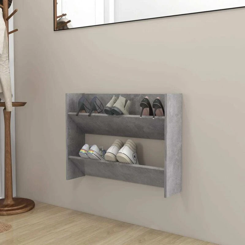 Image of VIDAXL Wall Shoe Cabinet Concrete Grey 80x18x60cm Engineered Wood Vidaxl 8720286559505