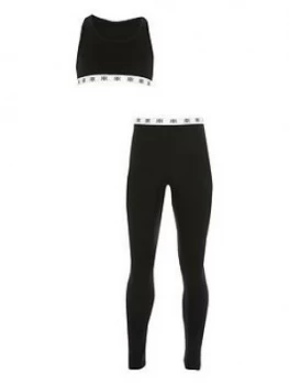 Image of River Island Crop Top Legging Set Black Size 7-8 Years Girls