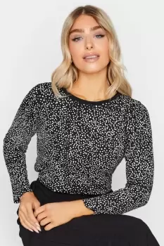 Image of Cotton Spot Print Long Sleeve Top