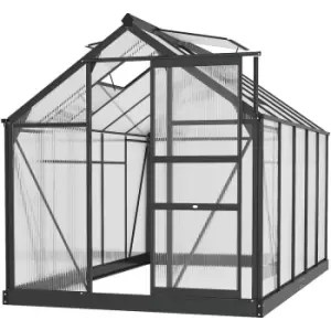 Image of Outsunny - 6x10ft Walk-In Polycarbonate Greenhouse Plant Grow Galvanized Aluminium - Grey