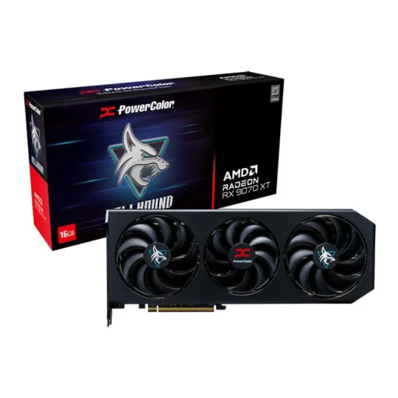 Image of PowerColor RX 9070 XT OC 16GB Hellhound GDDR6 Graphics Card - RX9070XT 16G-L/OC