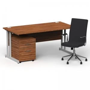 Image of Impulse 1600800 Silver Cant Desk Walnut 2 Dr Mobile Ped & Ezra