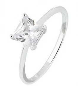 Image of Accessorize Accessorize Princess Cut Cz Solitaire Ring