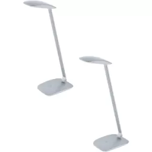Image of 2 PACK Table Desk Lamp Colour Silver Touch On/Off Dimming LED 4.5W Included