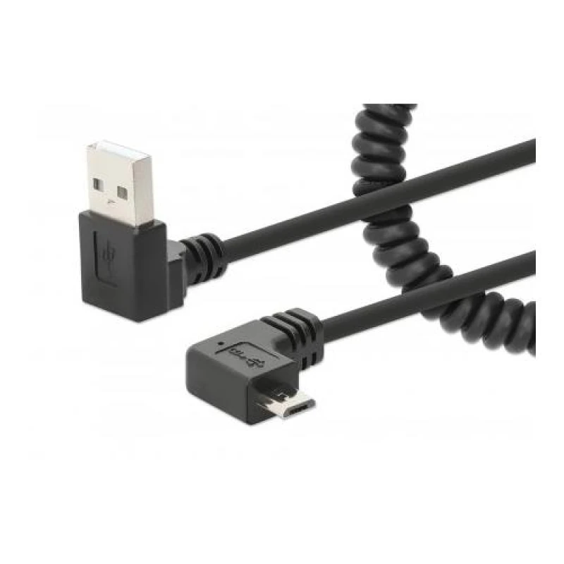 Image of Manhattan USB-A to Micro-USB Cable. 1m. Male to Male. Black. 480 Mbps