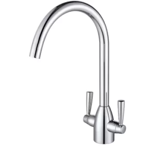 Image of Enza Bronte Polished Chrome Twin Lever Kitchen Mixer Tap