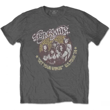 Image of Aerosmith - Cheetah Print Unisex Medium T-Shirt - Grey