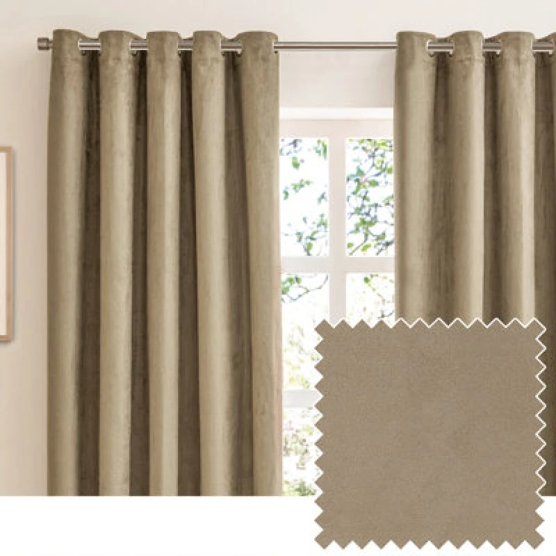Image of Furn Furn Verso Suede 100% Blackout Eyelet Curtain Pair in Brown Size: 229cm width x 229cm drop Brown 229cm width x 229cm drop Unisex 5025532357014