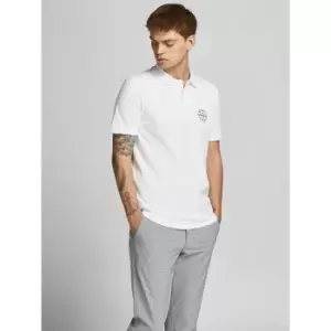 Image of Shark Logo Print Polo Shirt in Cotton Pique and Slim Fit