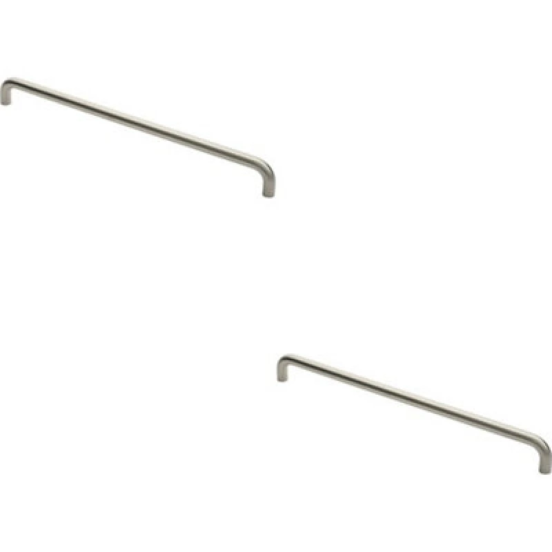 Image of Loops 2x Round D Bar Pull Handle 22mm Dia 600mm Fixing Centres Satin Stainless Steel Metallics unisex
