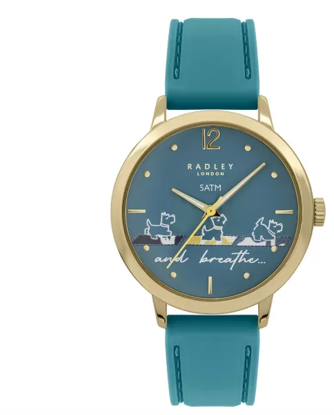 Image of Radley RY21610 Yoga Dog Teal Dial Teal Silicone Strap Watch
