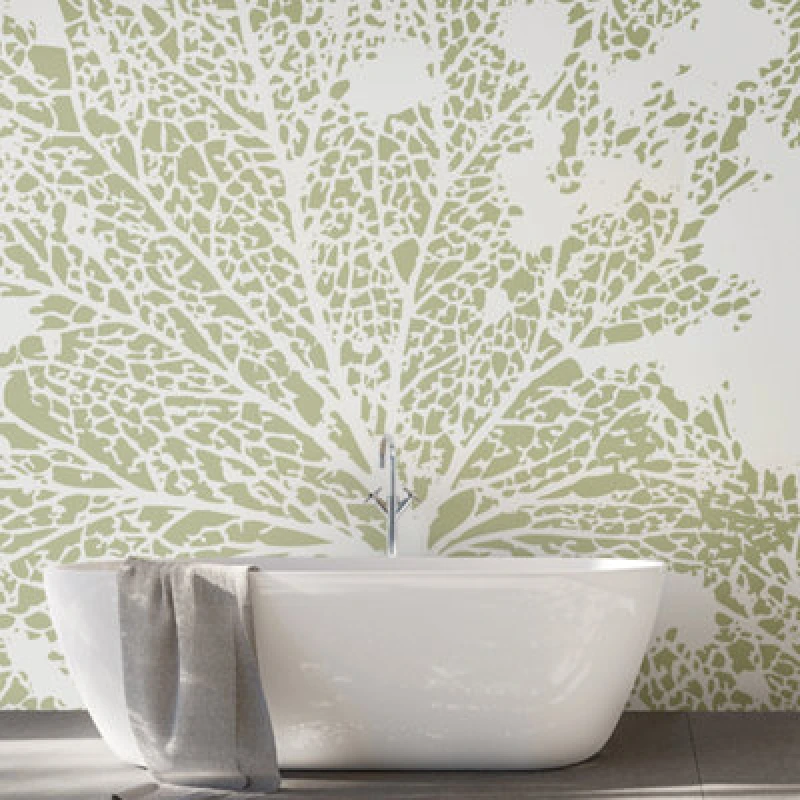 Image of Origin Murals Skeleton Leaf - Sage Green Matt Smooth Paste The Wall Mural 350Cm Wide X 280Cm High