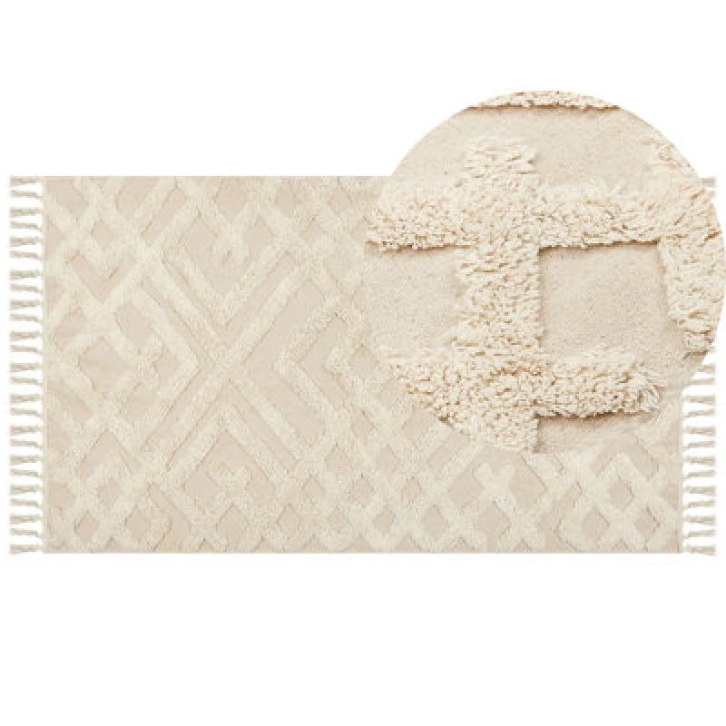 Image of Beliani Rug Ardahan Beige 80 X 150 Cm Cotton